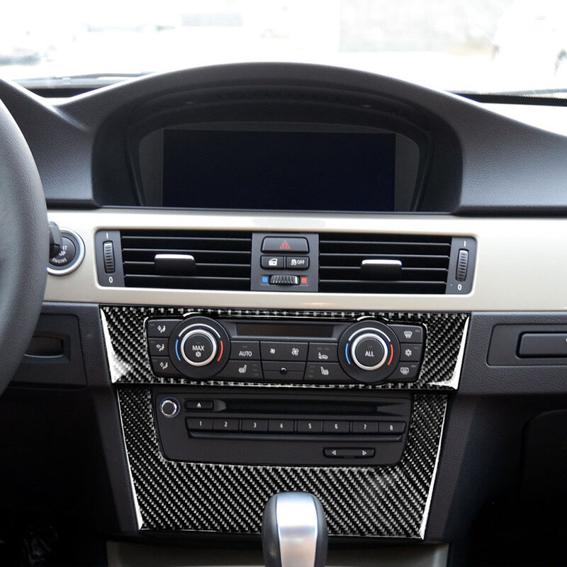 Tira de fibra de carbono para coche, cubierta decorativa para Panel de CD de aire acondicionado, embellecedor, accesorios interiores, para BMW Serie 3, E90, E92, E93