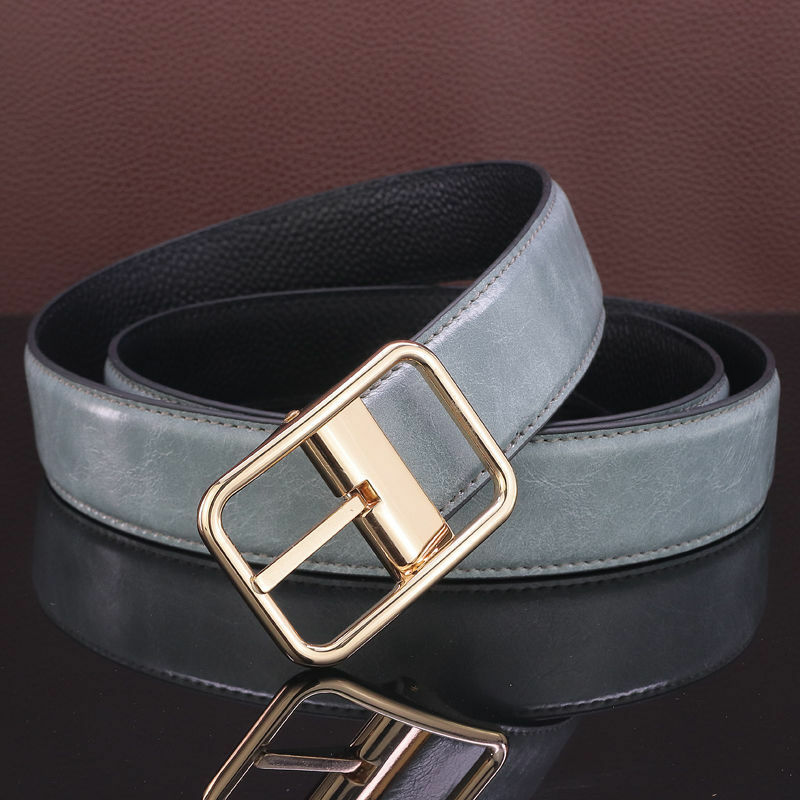 Korean Version Casual Buckle Light Gray Leather Belt Fashionable Men And Women's Business Travel Clothing Pants Belt Accessories