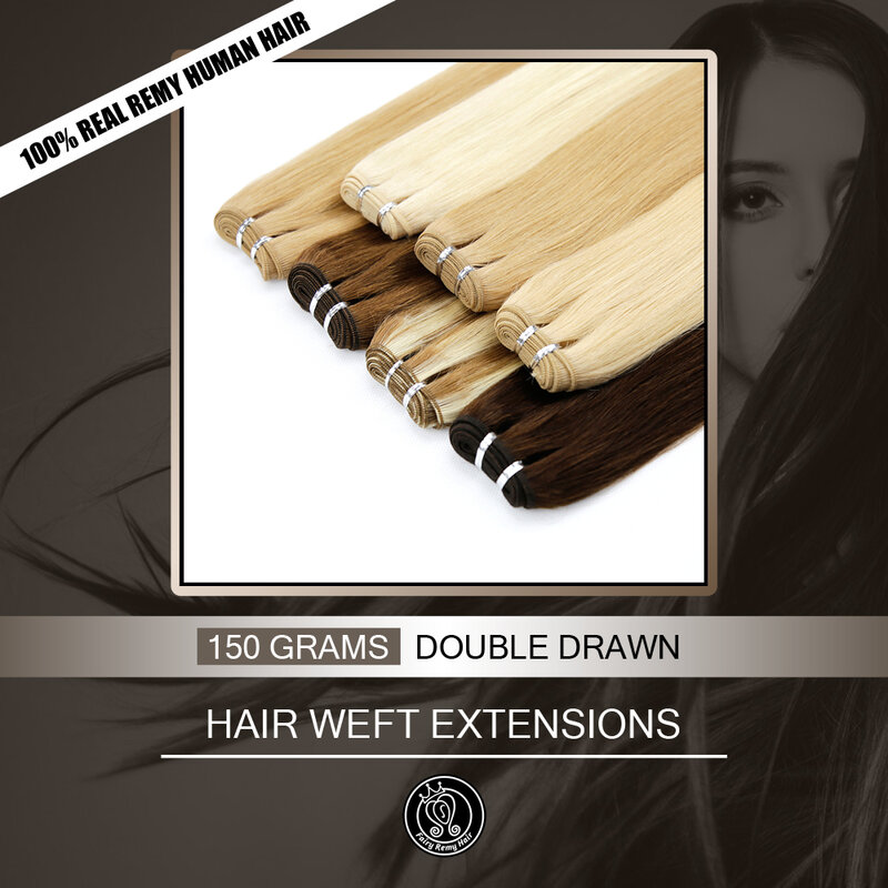 Extensions de Cheveux Humains Naturels Remy à Double Proximité, Bundles Droits Européens, Trame, 150g par Pièce, 14-24 Pouces