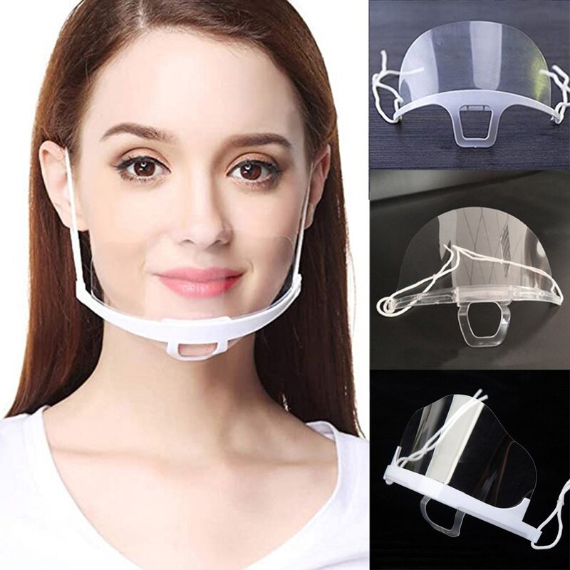 10 Pcs Work Wear Men Women Mouth Caps Washable Transparent Plastic Mask Chef Kitchen Service Masks Mouth Caps Reusable