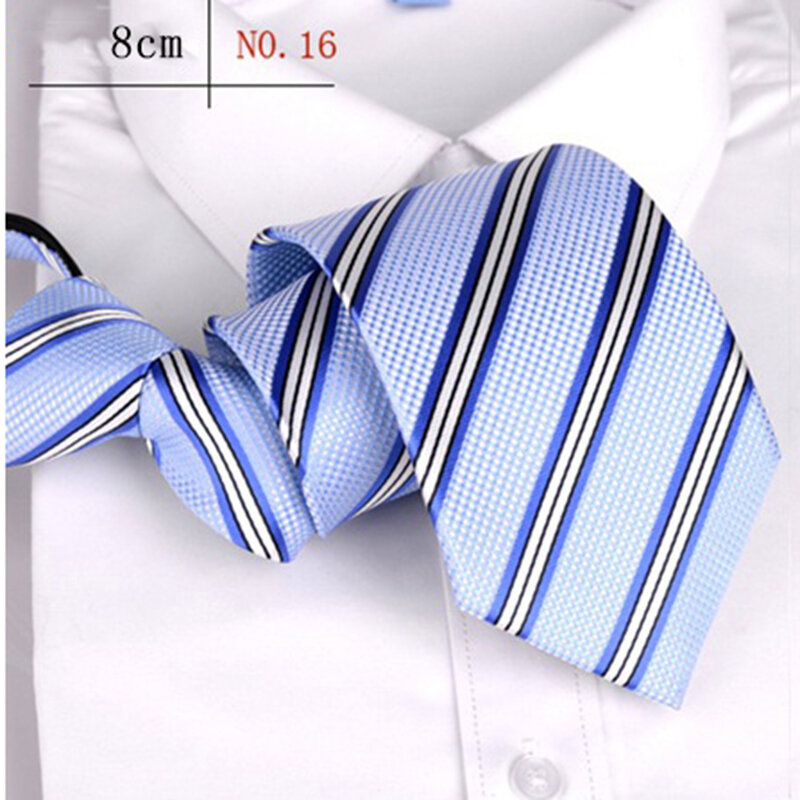 GUSLESON-Corbata de seda de 8cm para caballero, corbata de cuello con cremallera, accesorios de fiesta de boda, corbata elástica