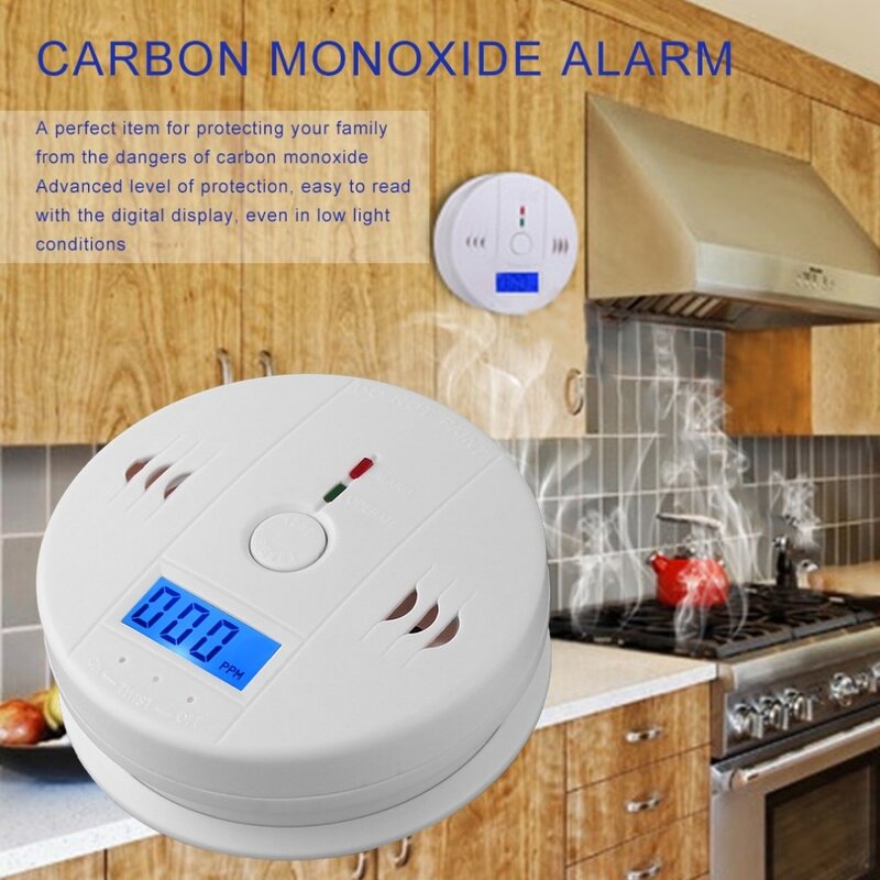 Sensitif Rumah Detektor Sensor CO2 Nirkabel CO Karbon Monoksida Keracunan Asap Gas Sensor Peringatan Alarm Detektor Indikator LCD