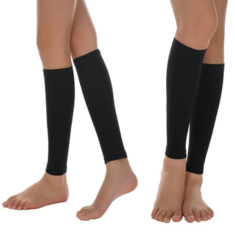 Calentador de piernas deportivo Unisex, calcetines de compresión sin pies negros para correr, manga de compresión para aliviar la circulación de venas varicosas
