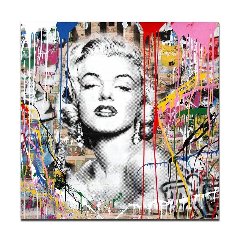 Quadro Graffiti Style Marilyn Monroe Poster Decorative Painting Canvas Painting Oil Painting Wall Pictures for Living Room Art