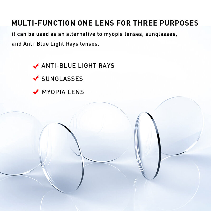 MERRYS Anti Sinar Biru Seri Fotochromic 1.56 1.61 1.67 Resep CR-39 Resin Lensa Kacamata Asferis Lensa Miopia