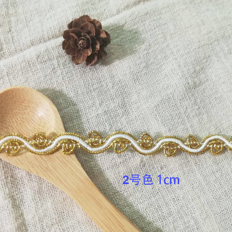 1Yards New Gold Lace Fabric Curtain Guipure High Quality Ribbon Silver Lace Material Sewing Trimmings Christmas Decoration QP2