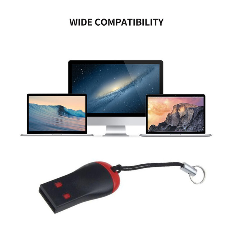 Mini Leitor de Cartão de Memória Portátil, USB 2.0, Micro Secure Digital, SDHC, TF, Adaptador Drive, Acessórios para Notebook