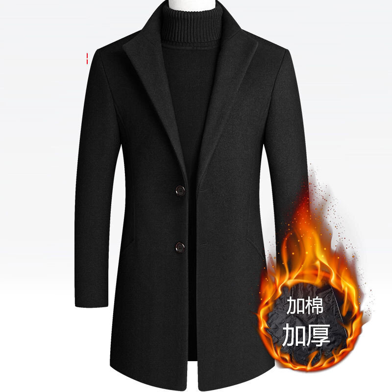 Outono e inverno casaco masculino novo 2019 casaco de lã fina masculino médio longo lã blusão