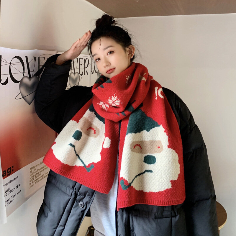 Рождественские вязаные теплые зимние универсальные шали длинный шарф для пар мягкие подарочные шарфы для студентов в стиле преппи свитер шаль