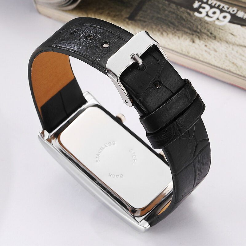 Reloj de pulsera de cuarzo para hombre y mujer, cronógrafo de doble esfera, correa de cuero genuino, minimalista, Simple, blanco y negro, Unisex