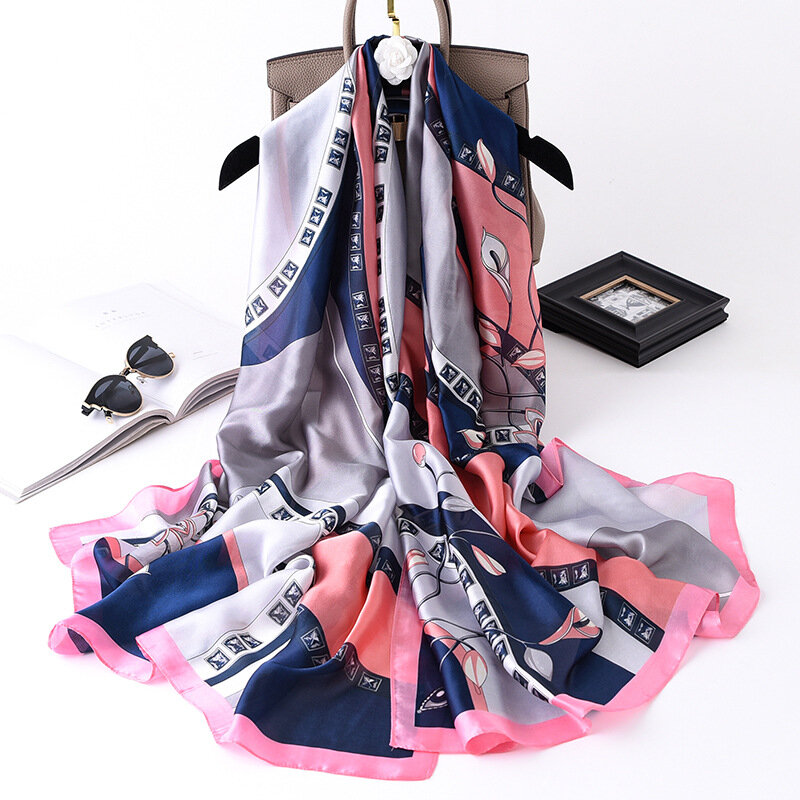 2020 luksusowe markowe jedwabne szale wiosenny i jesienny nowy styl prawdziwy jedwab drukowane cienkie lato odporny na słońce szal BeachTowel szalik kobiet