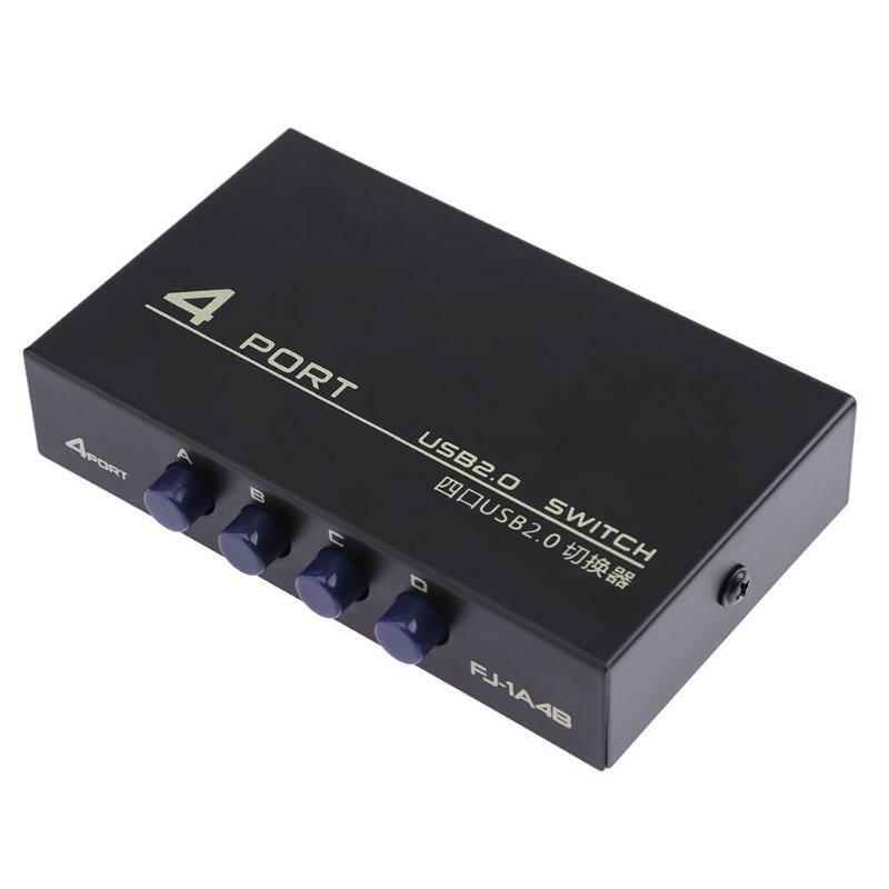4 puertos USB 2,0 Sharing Switch Selector caja adaptador Hub Switch adaptador para ordenador escáner impresora 4 en 1 salida