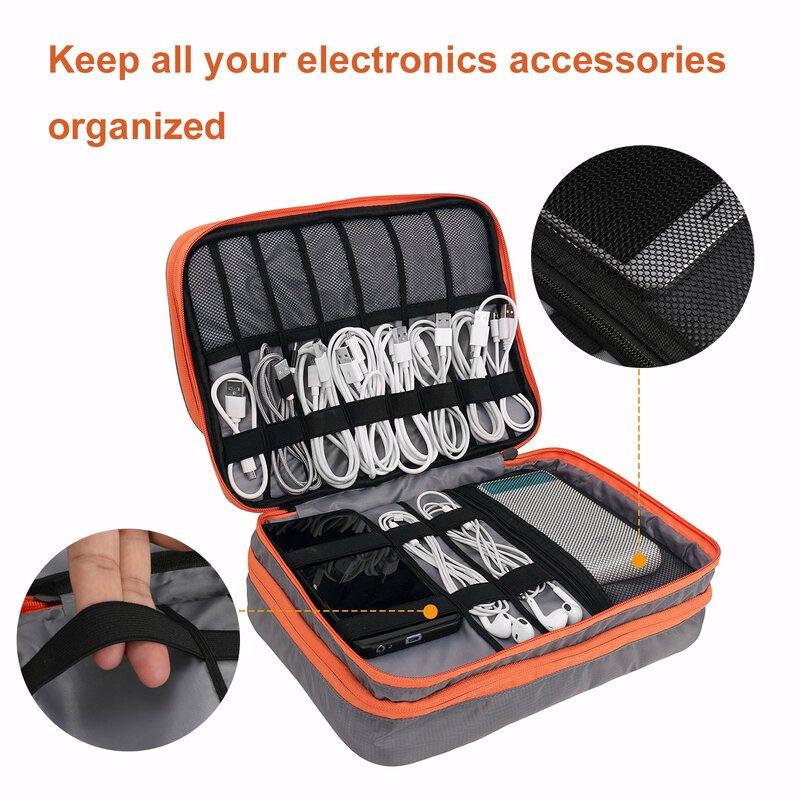 Reise Kabel Organizer Tasche, 3 Schicht Große Kapazität Elektronik Zubehör Tasche für Kabel, SD Karte, Ladegeräte, power Bank, Tablet