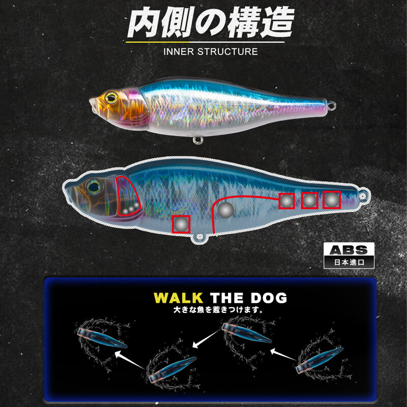 Рыболовный карандаш-Поппер D1 DT3018, твердые приманки для ловли окуня, поверхности воды, 95 мм, 14 г, рыболовная снасть с погремушками
