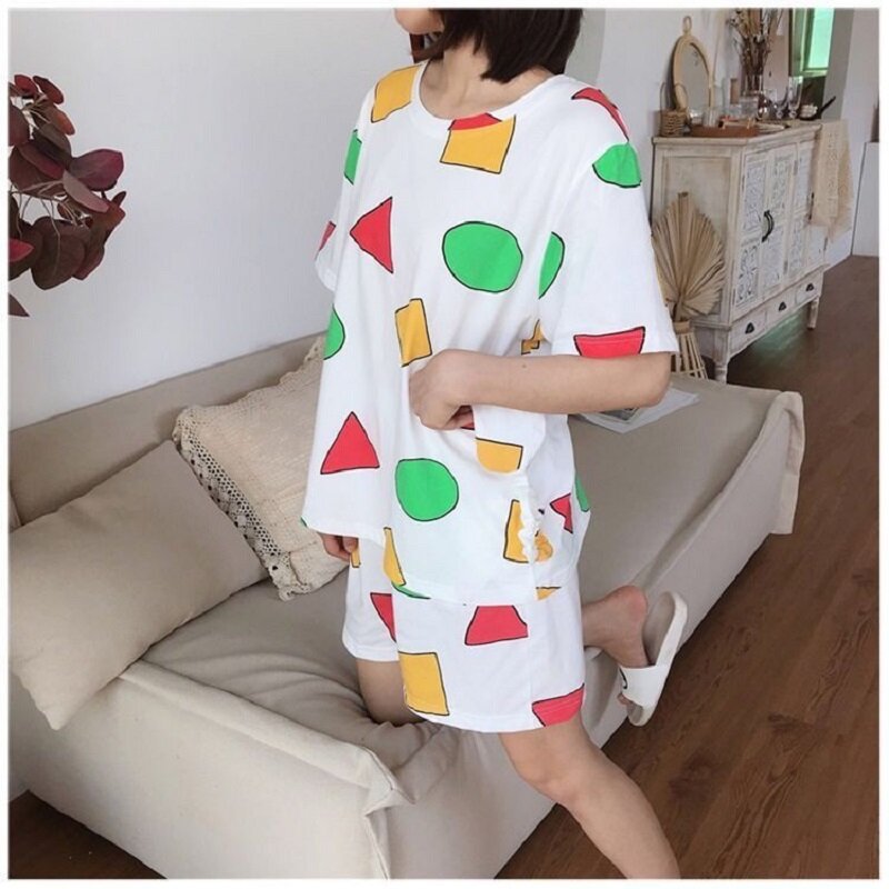 Pijama Sin Chan Women's Pajamas Sets for Women Summer Pijama Sinchan Sleepwear Suits with Shorts Home Clothes 2022 Pyjama