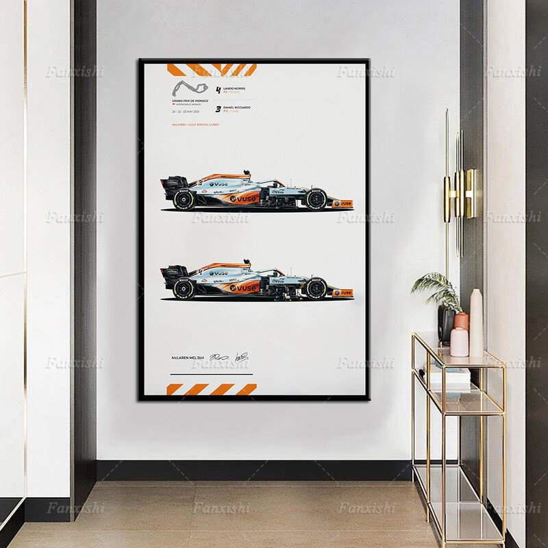 Modern F1 Car MCL35M Gulf Team- Legends F1 Poster Wall Art Canvas Painting Hd Prints immagini modulari Living Room Decor Man Gift