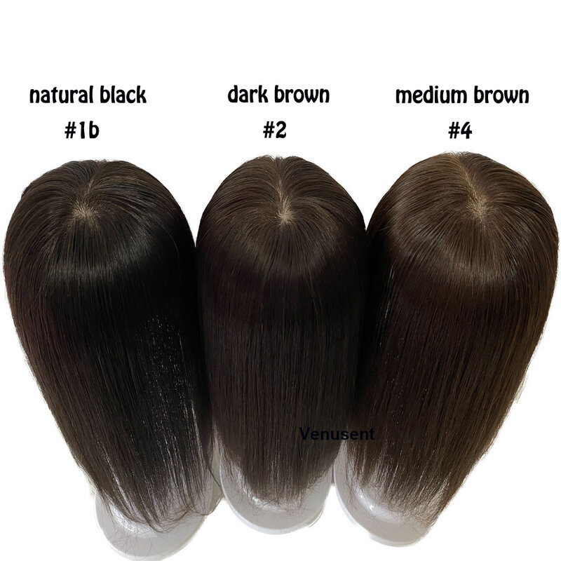 Европейские натуральные человеческие волосы 15x16 см, Топпер, Шелковый топ, основа для кожи, парик с 2 см круглым париком из искусственной кожи с зажимами для женщин 12x13 см