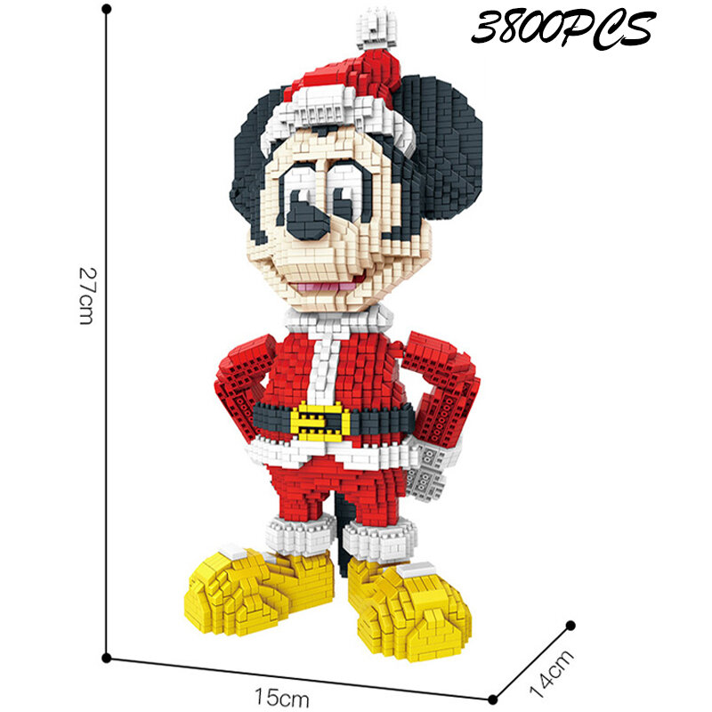 Disney Christmas Mickey Mouse kaczor Donald mikrocząsteczki klocki i wkładka dekoracja zabawki dziecięce seria bożonarodzeniowa