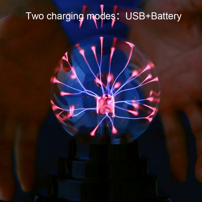 Boule de verre magique avec USB, Base noire, 8x14cm, boule de verre Plasma, lumière de fête avec câble USB, offre spéciale