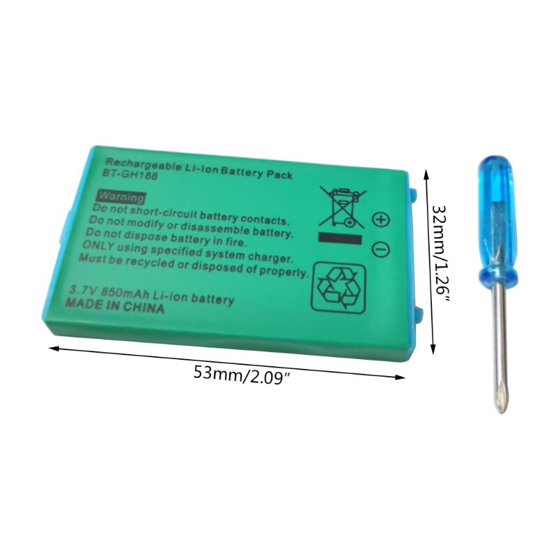 Hoge Kwaliteit Oplaadbare Lithium-ion Batterij Pack met Schroevendraaier, 850mAh Compatibel met Game Boy Advance GBA SP