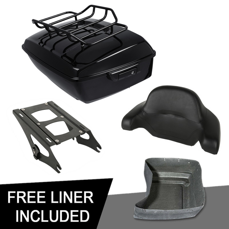 Motorcycle King Pack Trunk W/ Backrest Luggage Rack For Harley Tour Pak Electra Street Glide Road Glide 2014-2020