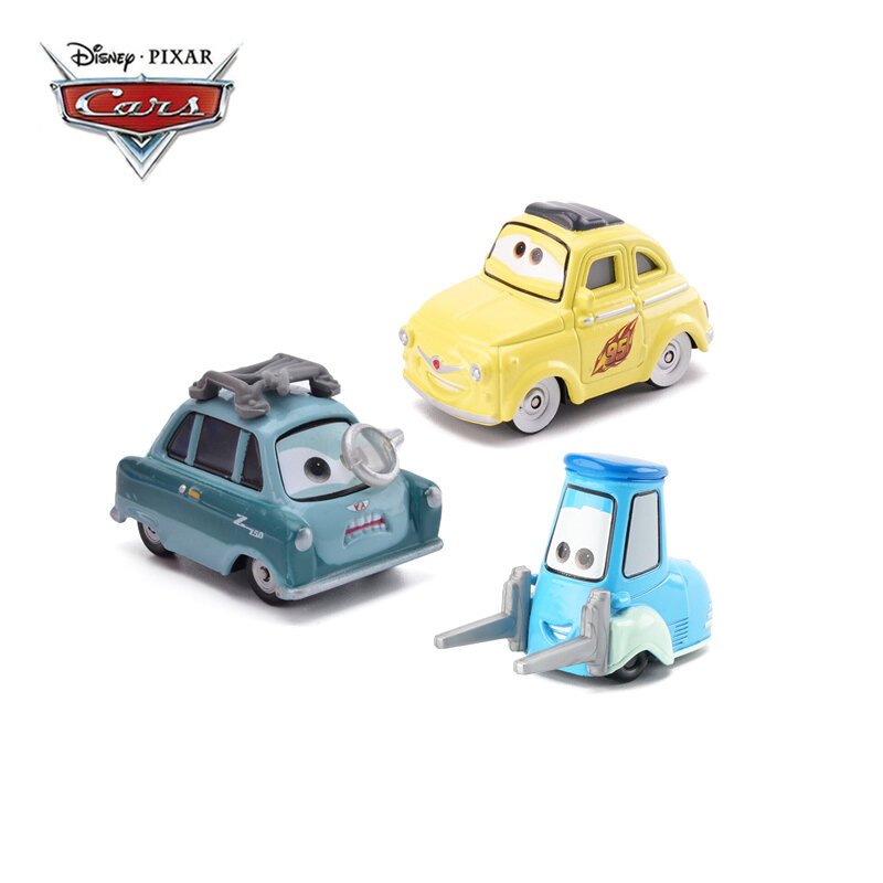 Pixar-coche de aleación de Metal fundido a presión para niños, modelo de coche de juguete, 2 y 3 coches, Rayo McQueen, Profesor Z, Luigi, Guido Cruz Mater, 1:55