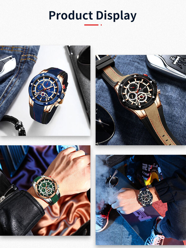 REWARD Fashion-Reloj de pulsera de cuarzo para hombre, pulsera de silicona con carcasa de aleación, resistente al agua, cronógrafo luminoso, con fecha