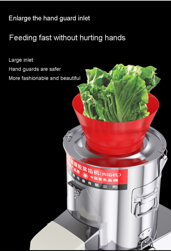 CANDIMILL Gemüse Gehackt Maschine 100kg/h Gemüse Cutter Schreddern Maschine 550W Fleischwolf Schleifen Knoblauch/Chili/schalotten