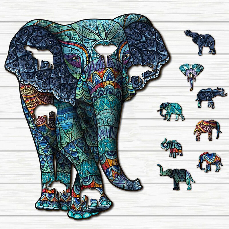 Elephant Butterfly Puzzle Toy Each Piece Is Cartoon Animal Wooden Jigsaw Puzzle For Adults Kids Educational Birthday Toys Gifts