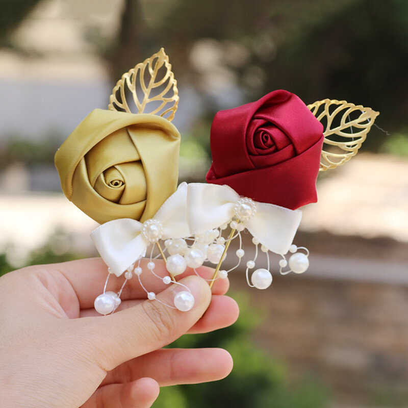 เจ้าสาวและเจ้าบ่าวแต่งงานดอกไม้เทียม Corsage ดอกไม้เข็มกลัดดอกไม้เทียมธุรกิจวันหยุดอุปกรณ์643Z