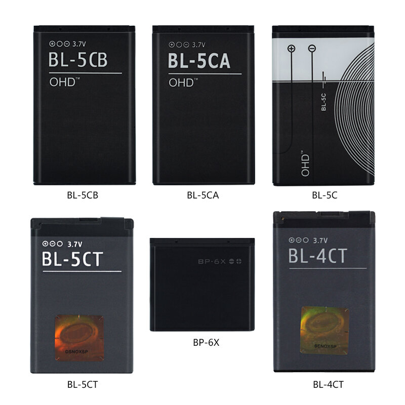 Ohdオリジナル高容量バッテリーBL-4C BL-5C BL-5CB BL-5CA BL-4CT BL-5CT BP-6Xノキアbl 5C 5CB 5CA 5CT 4CT bp 6X電池