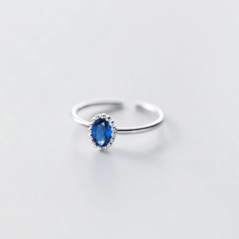 Echt 925 Sterling Silber Blau Zirkon Rechteck Ring Für Mode Frauen Edlen Schmuck Nette Minimalistischen Zubehör Geschenk