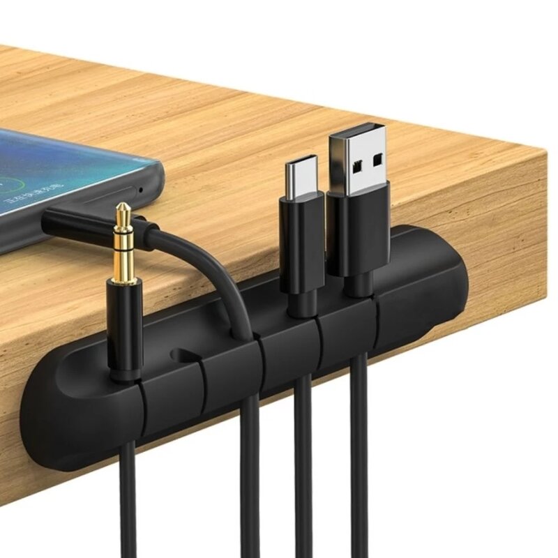 Organizer do kabli silikonowy Organizer do zwijania kabla USB Desktop Tidy Management kabel z zaciskami uchwyt na klawiatura z myszką przewód słuchawek Organizer