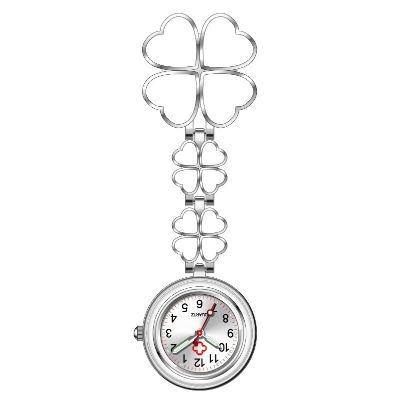 1 sztuk Clover pielęgniarka zegarek Clip-on broszka z dewizką wisiorek wiszący zegarek kieszonkowy zegarek Luminous lekarz medycyny pielęgniarka zegarki 4 kolory