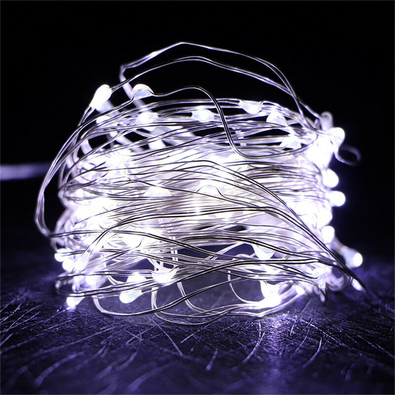 2M 5M 10M Fairy LED Streifen Licht Wasserdicht Silber Kupfer Draht String Weihnachten Hochzeit Dekoration Lichter Garten batterie Betrieben