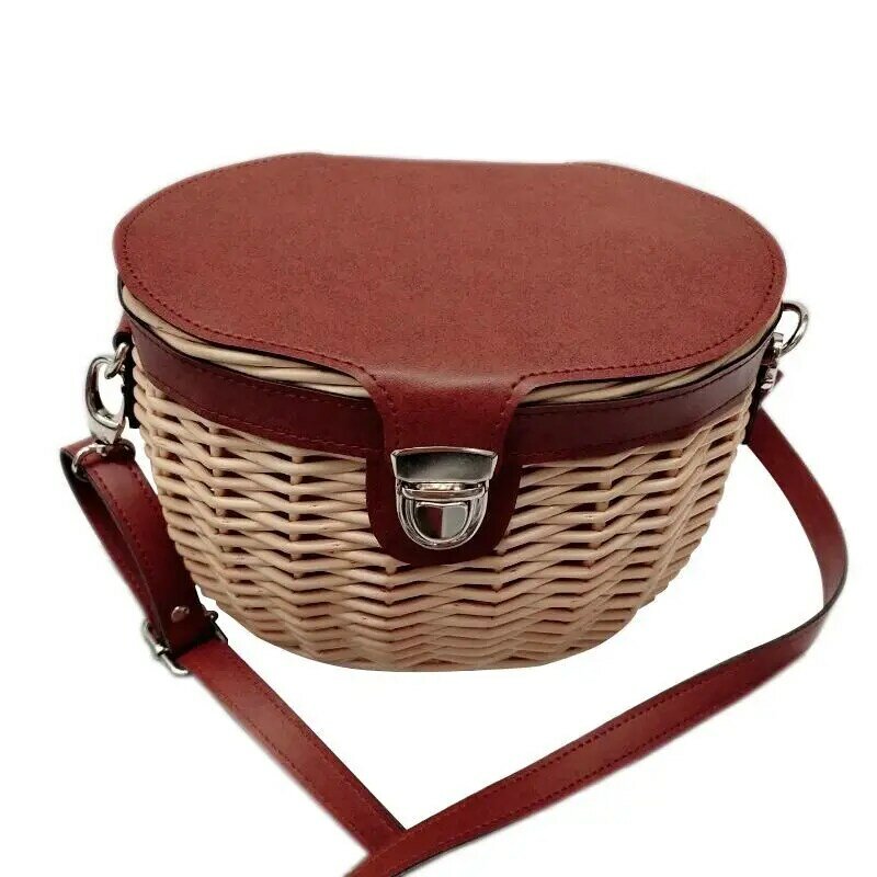 Женская Соломенная плетеная Сумка, ручная сумка из ротанга, маленькая круглая сумка, новая женская сумка, наплечная сумка-мессенджер