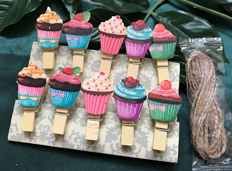 Foto Cupcake Colorido Clipes De Madeira, Prendedor De Roupa, Ornamentos Pendurados, Presentes Especiais para Favores De Festa De Natal, 120pcs