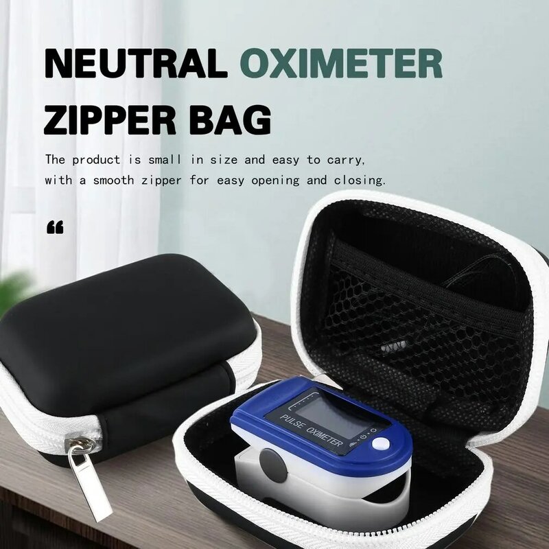 Eva Neutral Oximeter Storage Bag Protection Box Kit Bag Oximeter Cover Kit Bag Hard Zipper Holder Suitable for Finger Oximeter