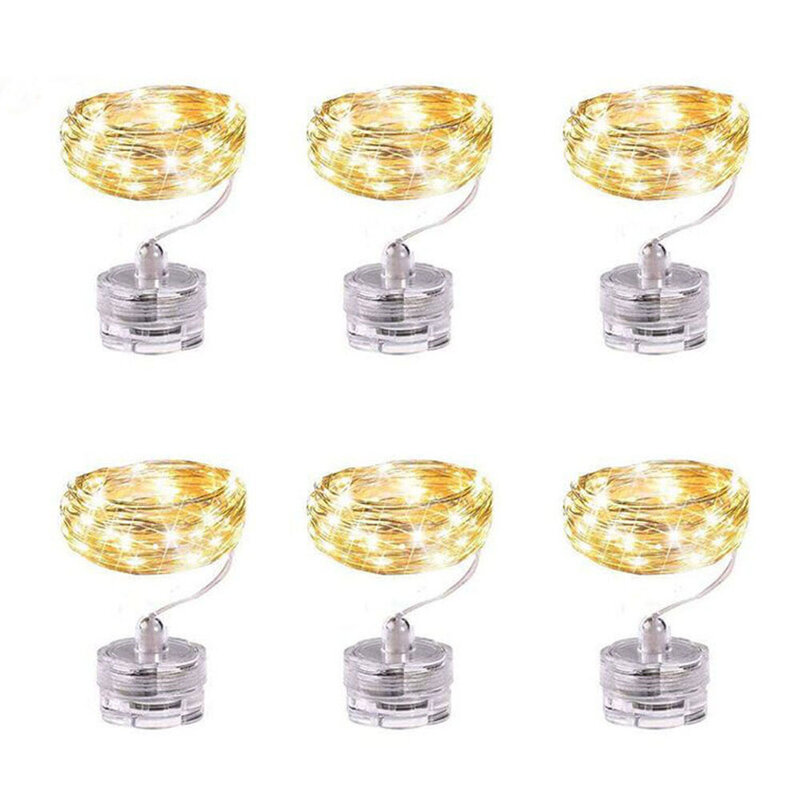LED Waterproof Fairy String Light 2M 20LEDs Submersible Tea Light Candle Copper Wire Light for Bottle Christmas Wedding Holiday