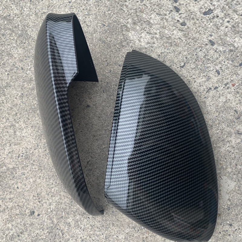 Sarung pelindung kaca spion, untuk VW Golf 8 MK8 2020 2021 penutup karbon terlihat hitam terang