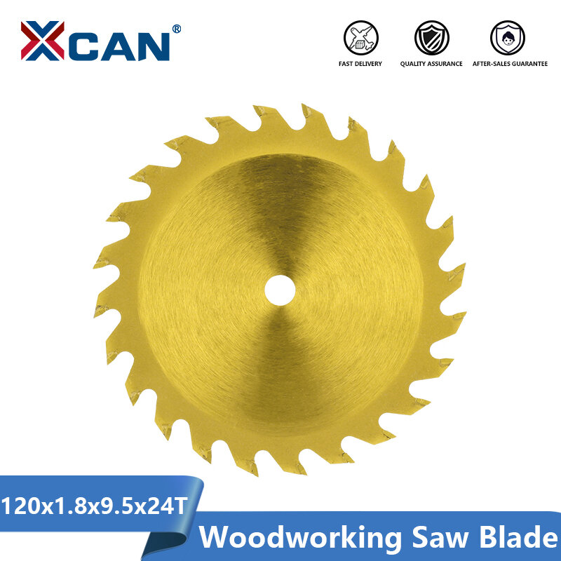 XCAN-نصل منشار دائري 120 مللي متر ، 24T ، كربيد TCT لقطع الخشب ، قرص قطع الخشب المطلي بالتيتانيوم