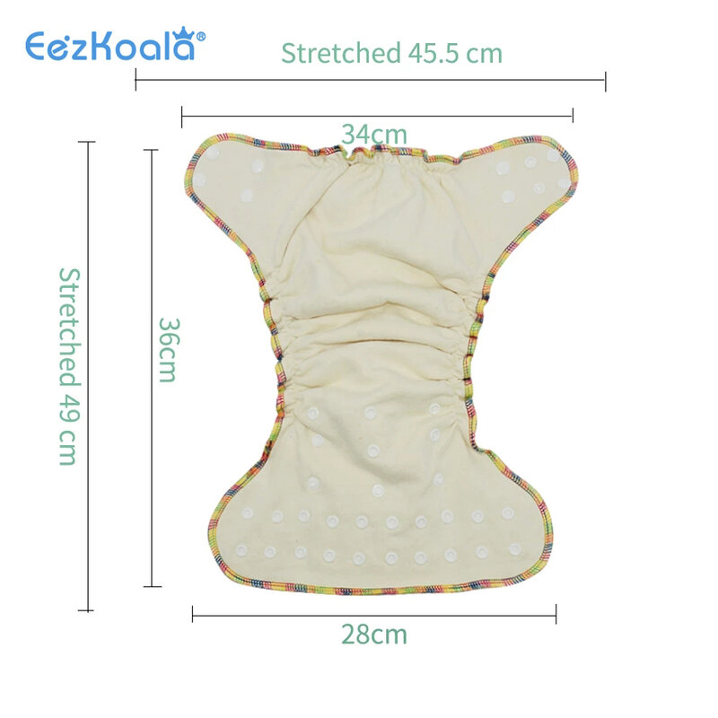 EezKoala 2pcs/lot ECO-friendly OS Hemp Fitted Cloth Diaper,AIO each diaper with a snap insert, fit baby 5-15kgs, high absorbency
