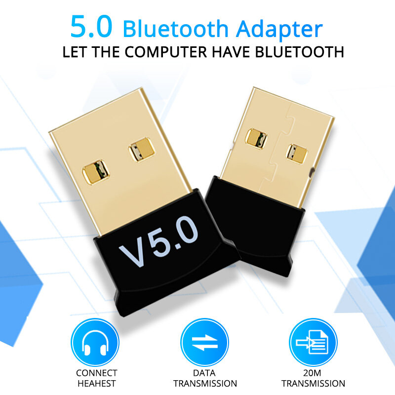 USB Bluetooth Adapter BT 5.0 USB ไร้สาย Receptor บลูทูธลำโพงแฟ้มตัวรับสัญญาณ Dongle แล็ปท็อปหูฟัง BLE Sender