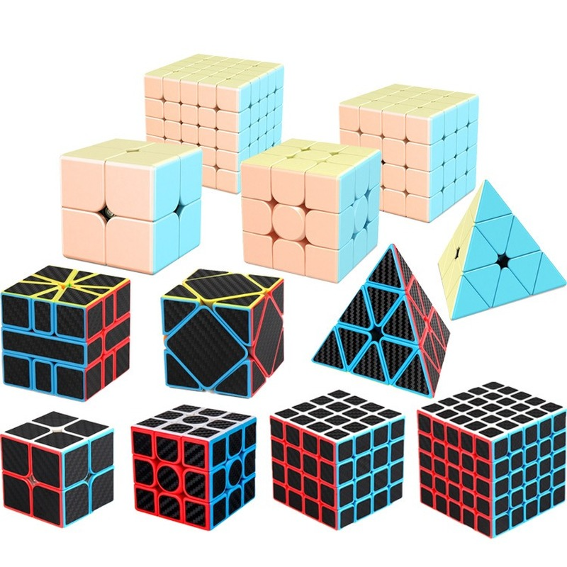 Moyu Meilong 3X3X3 4X4X4เมจิก Cube คาร์บอนไฟเบอร์สติกเกอร์ความเร็ว Cube สแควร์ปริศนาของเล่นเพื่อการศึกษาเด็ก