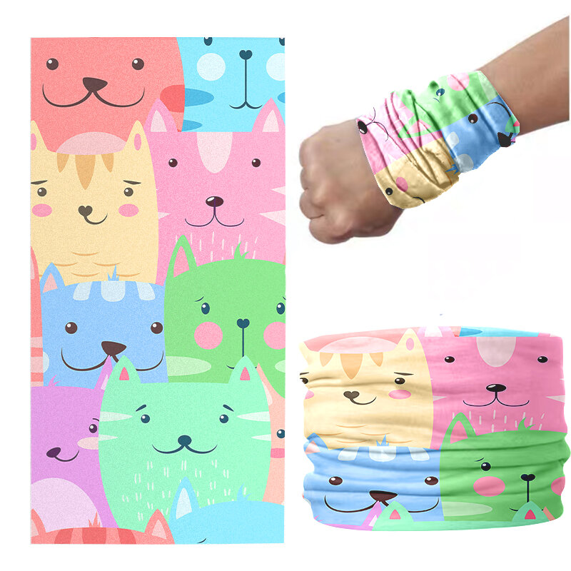 3d impresso mini padrão em camadas lenço feminino anel de outono cachecol bonito animais gatos cães rosa macio elástico bandana toalha de mão