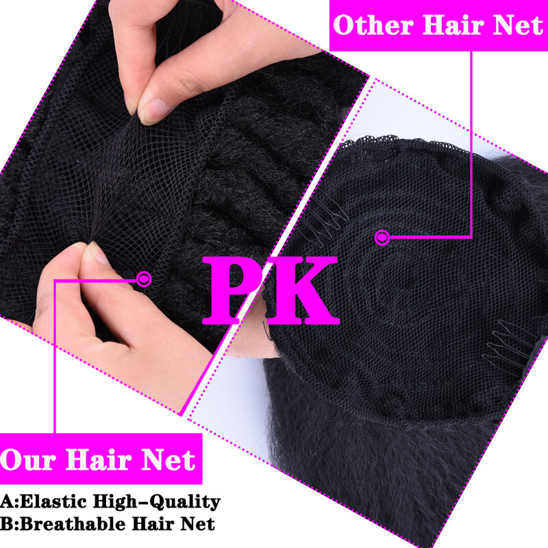High Afro Puff Dreaklocks Chignon Drawstring Ponytail Synthetic Faux Loc Bun Crochet Braid Clip-In Hair Extensions