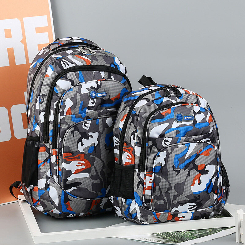 Mochila escolar impermeável com camuflagem, 2 tamanhos, mochila ortopédica para meninos e meninas, bolsa para livros, para crianças