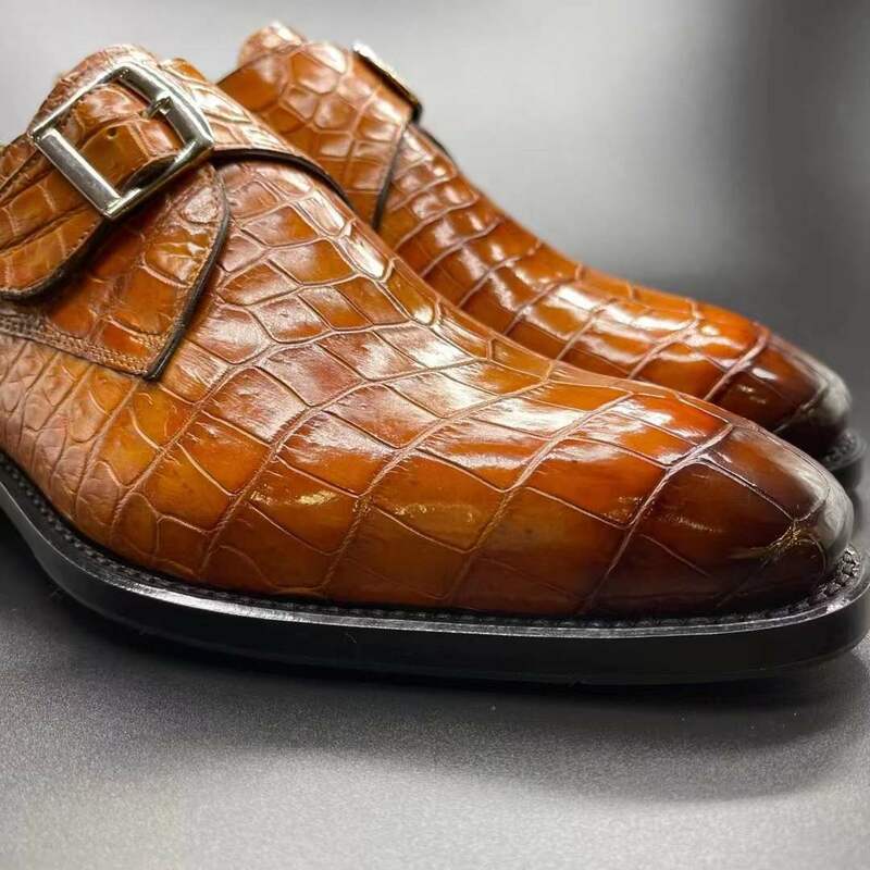Yingshang nova chegada dos homens vestido sapatos masculinos sapatos formais sapatos de couro de crocodilo masculino sapatos de crocodilo de couro da barriga