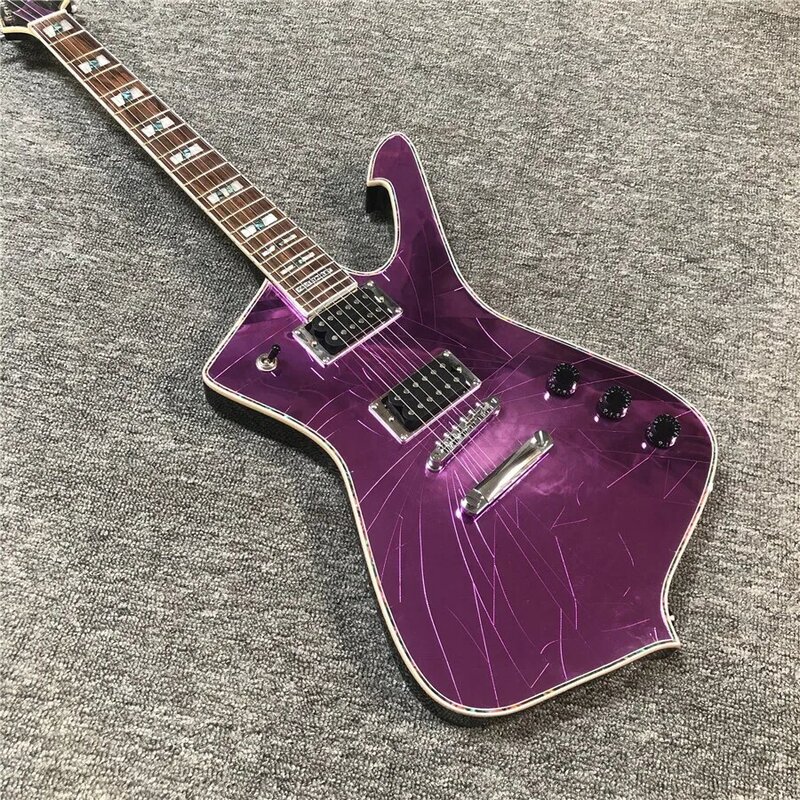 Инвентарь, электрическая гитара фиолетового цвета Iceman, реальные фотографии, оптовая и розничная продажа с завода, бесплатная доставка. Изменяемая Настройка