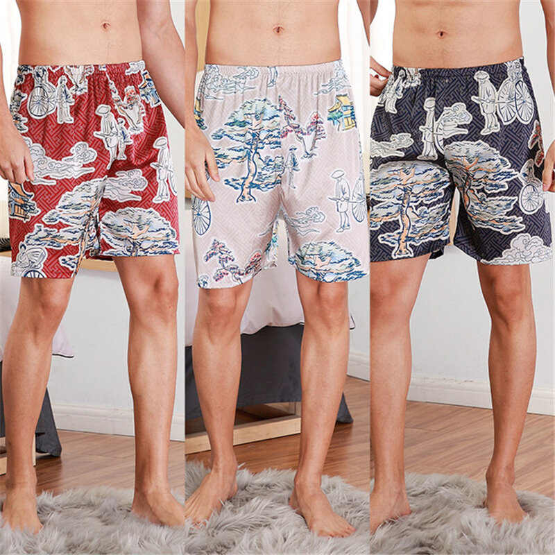 Pijamas de verão dos homens de azul marinho único calções pijama roupa em casa impressão de moda pode ser usado fora шорты мужские